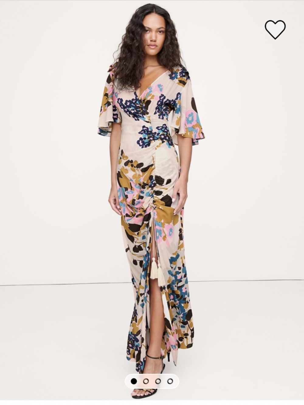 Banana Republic maxi dress features an ivory floral graphic.